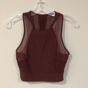 Lululemon burgundy crop tank with mesh sz 6